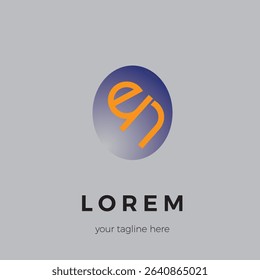 EN logo in orange lowercase letters framed by a gradient oval circle
