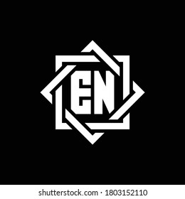 EN monogram logo with abstract square around design template