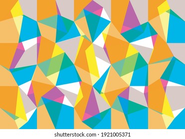 Composición en mosaico en azul, morado, naranja, blanco, gris y blanco