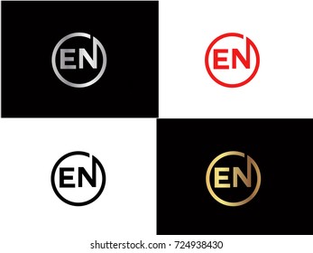 EN text gold black silver modern creative alphabet letter logo design vector icon
