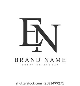 EN trendy logotype template. Initial letter e and n classic font style. Creative logo for company name or identity. Vector illustration.