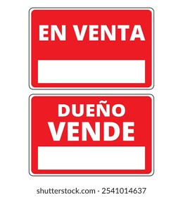 En venta y dueño vende banners on a white background (trad. For sale and for sale by owner)