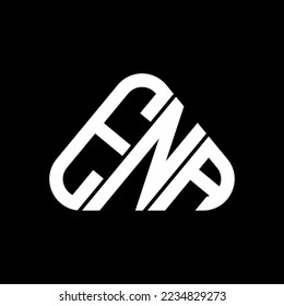 Diseño creativo del logotipo de la letra ENA con gráfico vectorial, logo sencillo y moderno de ENA en forma de triángulo redondo.
