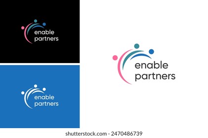 enable human partner logo. team leader collaboration vector idea. human teamwork template