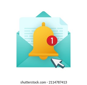 Enable reminder notification. Email notification. Message alert. Vector stock illustration.