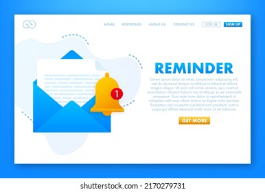 Enable reminder notification. Email notification. Message alert. Vector stock illustration.