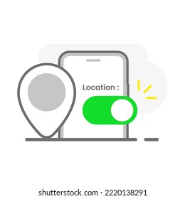 enable, turn on location on smartphone pop up permission concept illustration flat design vector eps10. modern graphic element for landing page, empty state ui, infographic