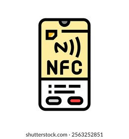 enabled phone nfc technology color icon vector. enabled phone nfc technology sign. isolated symbol illustration
