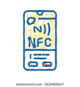 enabled phone nfc technology doodle icon sketch vector. enabled phone nfc technology sign. isolated symbol illustration