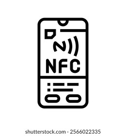 enabled phone nfc technology line icon vector. enabled phone nfc technology sign. isolated contour symbol black illustration