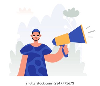 Habilitado Voz en Activismo, Persona con Mejoramiento, Negar este pensamiento de la manifestación Asunto. Estilo de moda, Ilustración vectorial