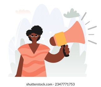 Habilitado Voz en Activismo, Persona con Mejoramiento, Oponerse a este tema del mitin de la idea. Estilo de moda, Ilustración vectorial