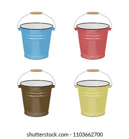 Enamel bucket.Vector illustration.