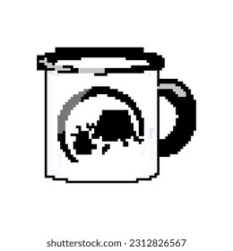 enamel camp cup game pixel art retro vector. bit enamel camp cup. old vintage illustration