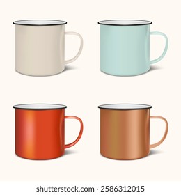 Enamel mug retor set template for decoration