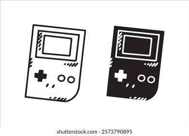 enamel pin gamepad in outline and silhouette style