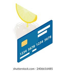 Enamel sensitivity icon isometric vector. Lemon slice on tooth and credit card. Dentistry, stomatology, healthcare concept