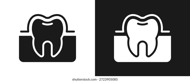 Conjunto De Dientes De Esmalte Glifo En Fondo Blanco Y Negro