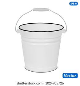 Enamelled metal bucket in the vector.