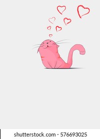 Enamored the cat. Postcard with cat lovers. Vector illustration.