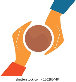 Enamored with coffee take hands cup of coffee, hot delicious coffee with love on a white background, vector illustration