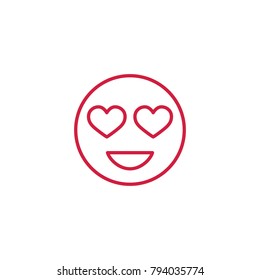 enamored emoji thin line red icon