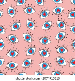 ojos analizados vectores de patrón sin fisuras. Ojos con corazones Día de San Valentín 14 de febrero. Antecedentes de las invitaciones, fondo de pantalla, papel de embalaje y reserva de recortes