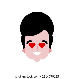 Enamored human. A man in love. Guy with hearts in his eyes.