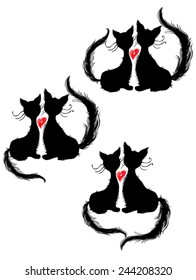 Enamoured Cats Three Pairs Lovers Cats Stock Vector Royalty Free Shutterstock