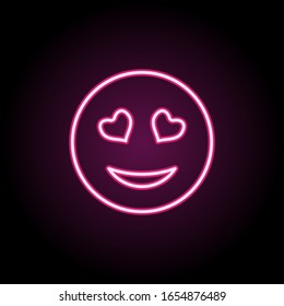 Enamoured face neon icon. Simple thin line, outline vector of emoji icons for ui and ux, website or mobile application