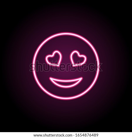 Enamoured face neon icon. Simple thin line, outline vector of emoji icons for ui and ux, website or mobile application