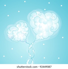 Enamoured heart. Vector illustration with clouds in the form of hearts, valentine's day theme