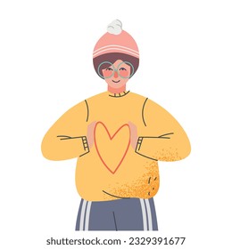 Enamoured Man with Love Heart Feeling Passion Vector Illustration