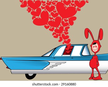 Enamoured rabbit and the car