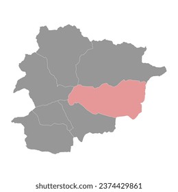 Encamp map, administrative division of the Principality of Andorra.