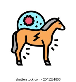 encephalitis horse color icon vector. encephalitis horse sign. isolated symbol illustration