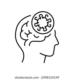 Encephalitis line black icon. Sign for web page, mobile app, button, logo. Vector isolated button. Editable stroke.