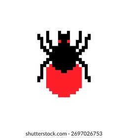 Encephalitis tick pixel art. 8 bit Red infected tick.