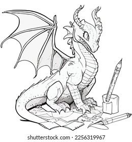 Enchanted Adventure: A White Dragon Coloring Book