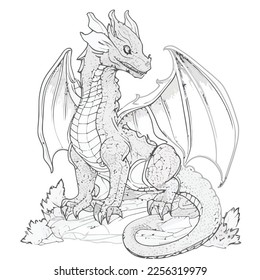 Enchanted Adventure: A White Dragon Coloring Book