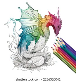 Enchanted Adventure: A White Dragon Coloring Book