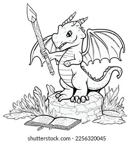 Enchanted Adventure: A White Dragon Coloring Book