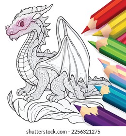 Enchanted Adventure: A White Dragon Coloring Book