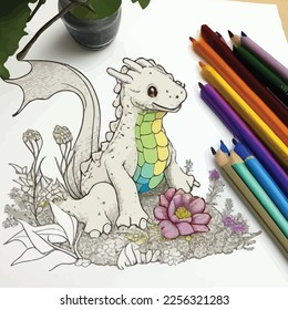 Enchanted Adventure: A White Dragon Coloring Book