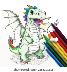 Enchanted Adventure: A White Dragon Coloring Book