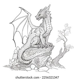 Enchanted Adventure: A White Dragon Coloring Book