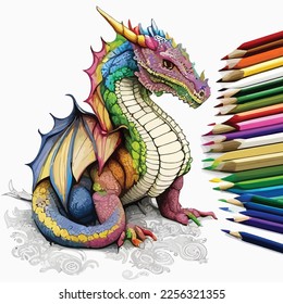 Enchanted Adventure: A White Dragon Coloring Book