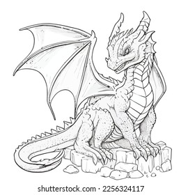 Enchanted Adventure: A White Dragon Coloring Book