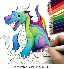 Enchanted Adventure: A White Dragon Coloring Book