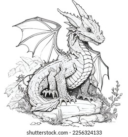 Enchanted Adventure: A White Dragon Coloring Book